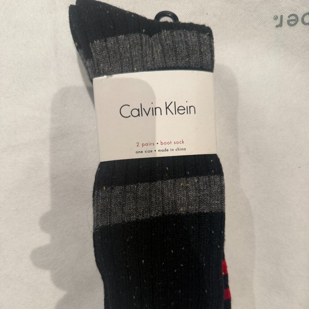 Men's 2 pairs Elegant & Warm Wool Blend  Boot Socks NEW One Size (7-12)
